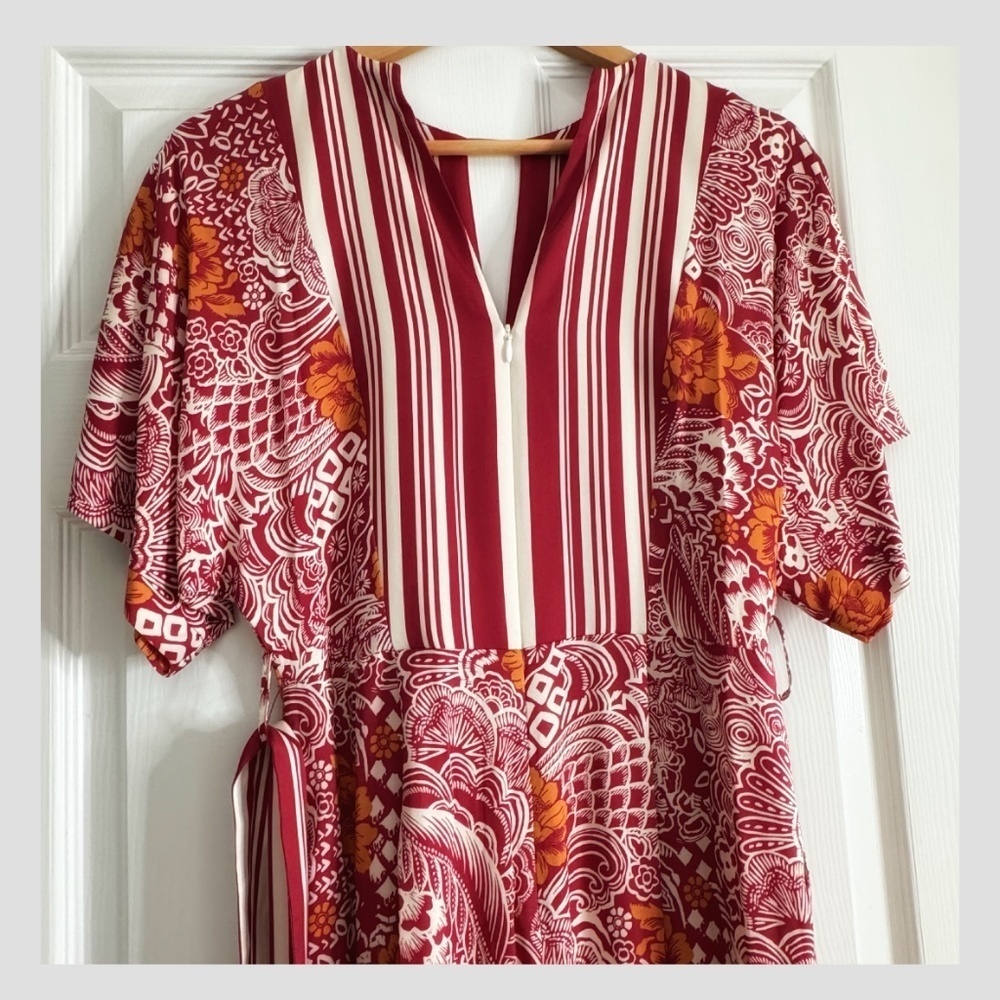 Elie Tahari Jumpsuit Silk Occasion Jumpsuit Botanical All Over Print V-Neck Belt - Picture 6 of 16